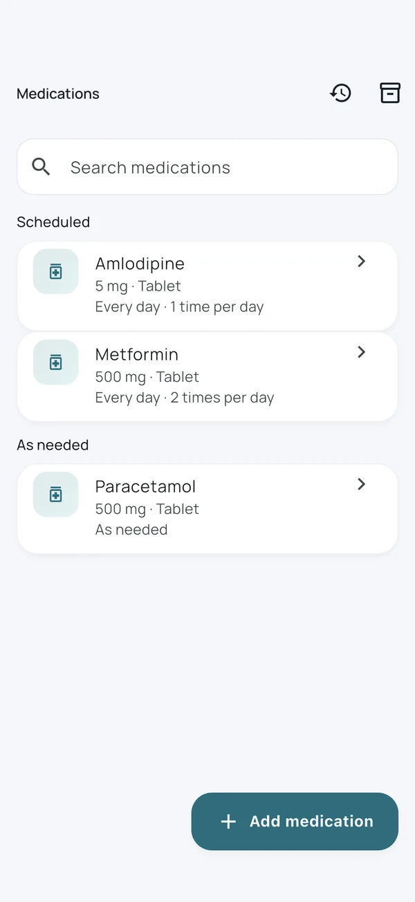 CareCircle medications list
